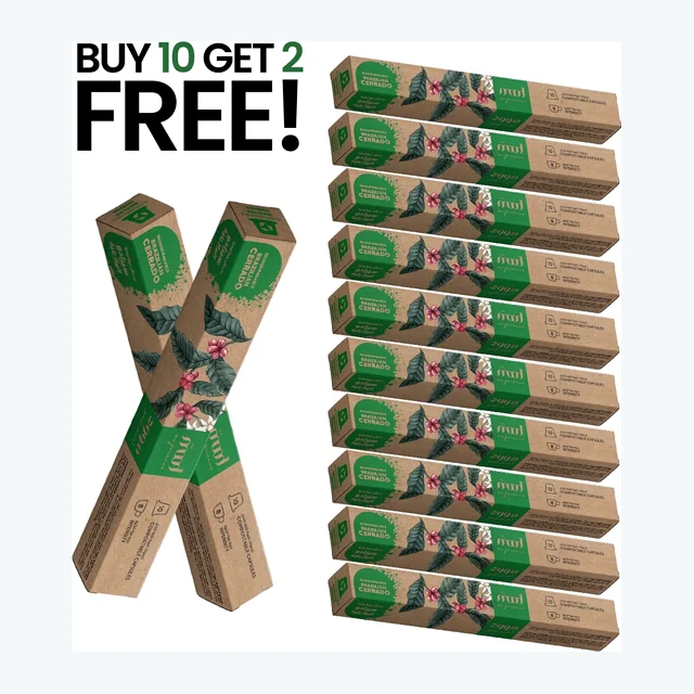 Biodegradable Brazilian Cerrado, Single Origin, 100% Arabica, Nespresso Compatible Capsules, 10 Pods