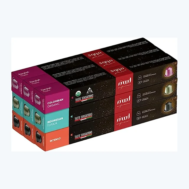 Nespresso Compatible Aluminium Capsules (90 Caps) - Intenso, Indonesian Toraja, Organic Colombian