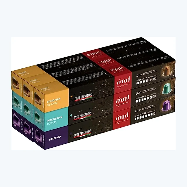 Nespresso Compatible Aluminium Capsules (90 Caps) Palermo, Indonesian Toraja, Ethiopian Sidamo