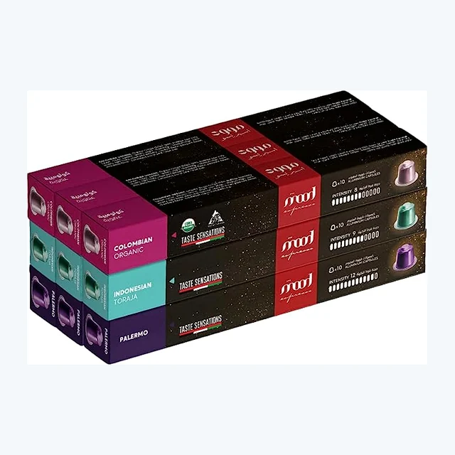 Nespresso Compatible Aluminium Capsules (90 Caps) Palermo, Indonesian Toraja, Colombian Organic