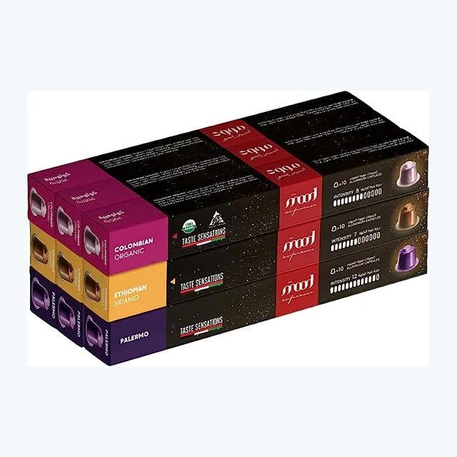 Nespresso Compatible Aluminium Capsules (90 Caps) - Palermo, Ethiopian Sidamo, Colombian Organic