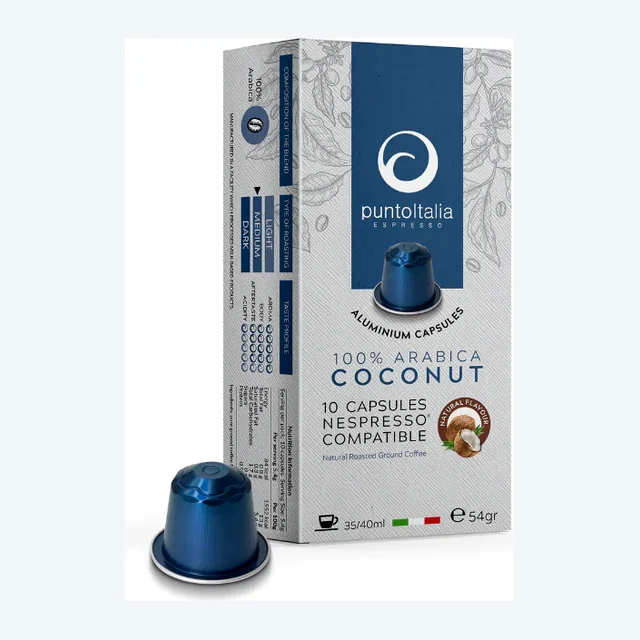 Punto Italia Espresso “100% Arabica Coconut” 10 Nespresso Compatible Coffee Capsule