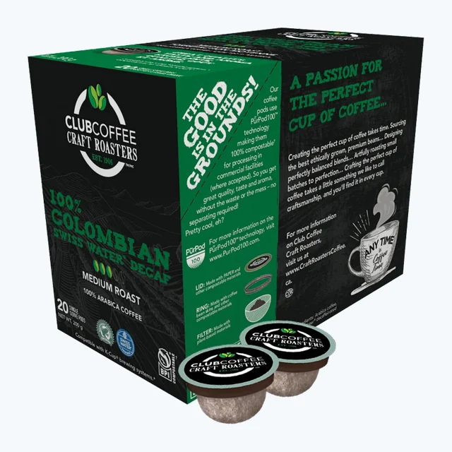 Club Coffee - 100% Colombian Swiss Water Process Decaf 20 Pack