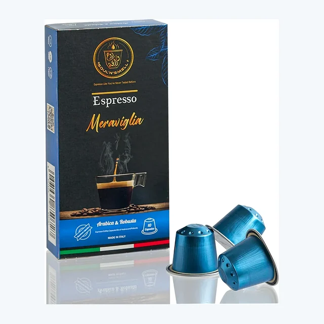 MERAVIGLIA-  80% Arabica and 20% Robusta.