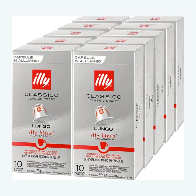 Illy Nespresso Compatible Coffee Pods Lungo Classico 10x10