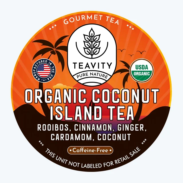 Organic Coconut Island Rooibos Tea Pods – Decaf Tropical Herbal Keurig Blend