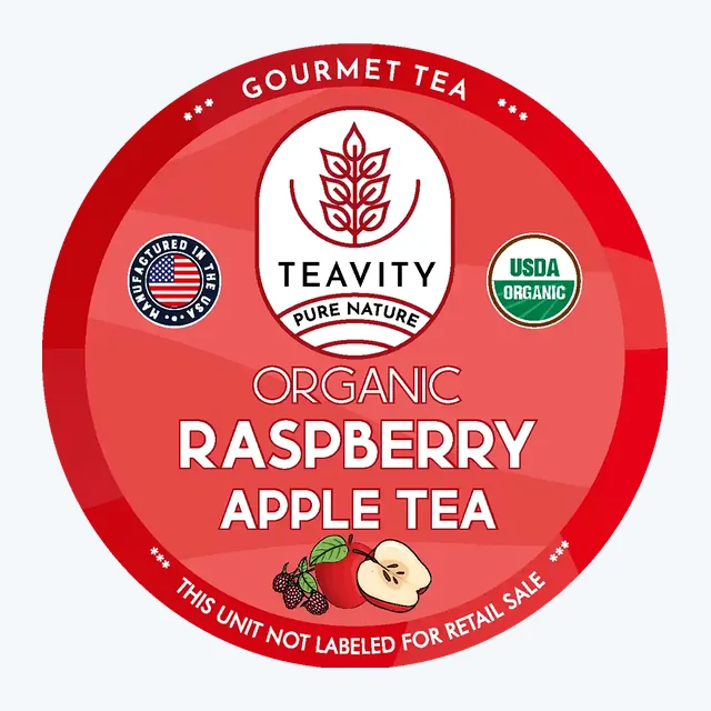 Organic Raspberry Apple Black Tea Pods for Keurig – Fruity Hibiscus & Black Tea Blend