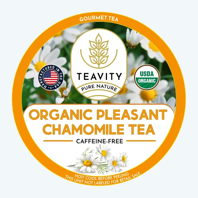 Teavity Organic Pleasant Chamomile Tea Pods – Organic Chamomile Tea - Naturally Decaf & Calming