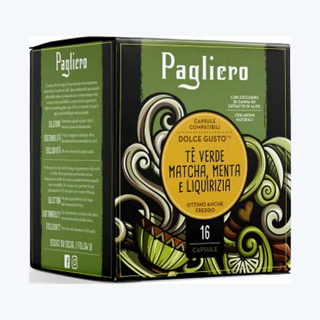 PAGLIERO - Dolce Gusto - Solubile - Tè Verde Matcha/Menta - Conf 16