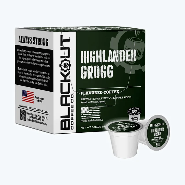 HIGHLANDER GROGG FLAVORED COFFEE PODS 18CT