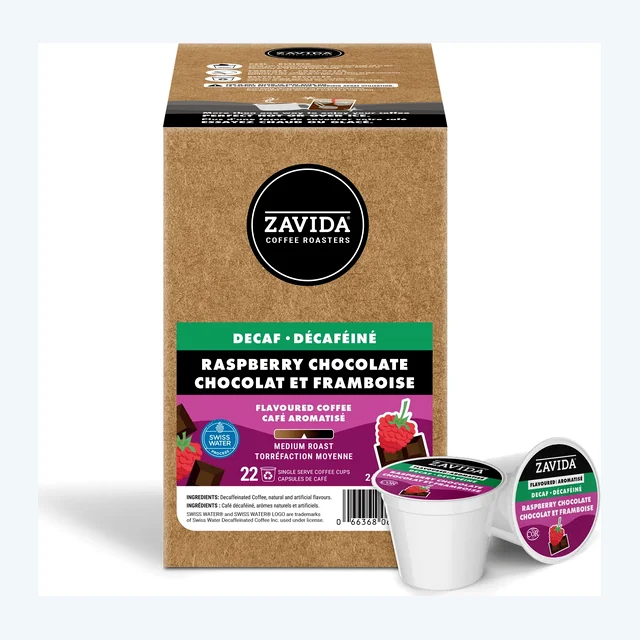 Zavida Z  Cups DECAF Raspberry Chocolate SWP 22 CT