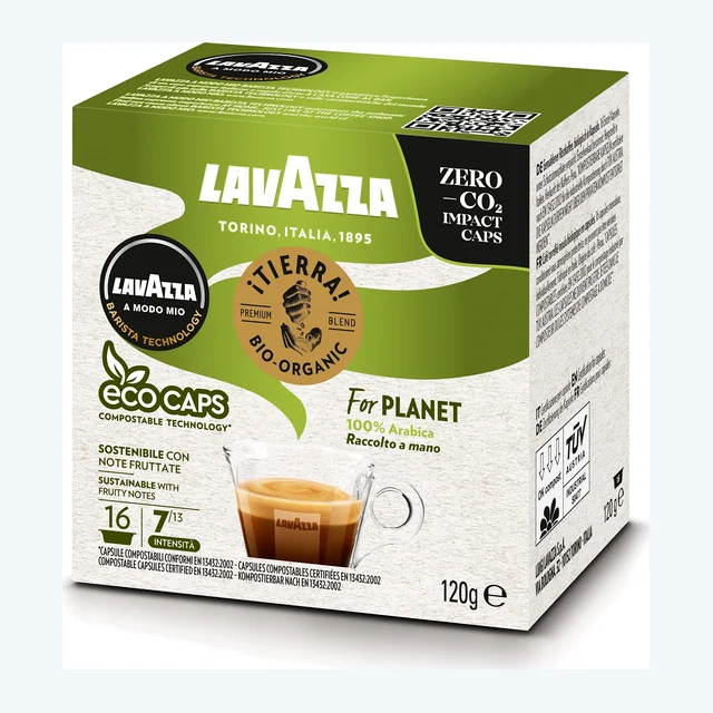 Lavazza A Modo Mio Tierra Bio for Planet ECO CAPS Coffee Capsules (16 Packs of 16)