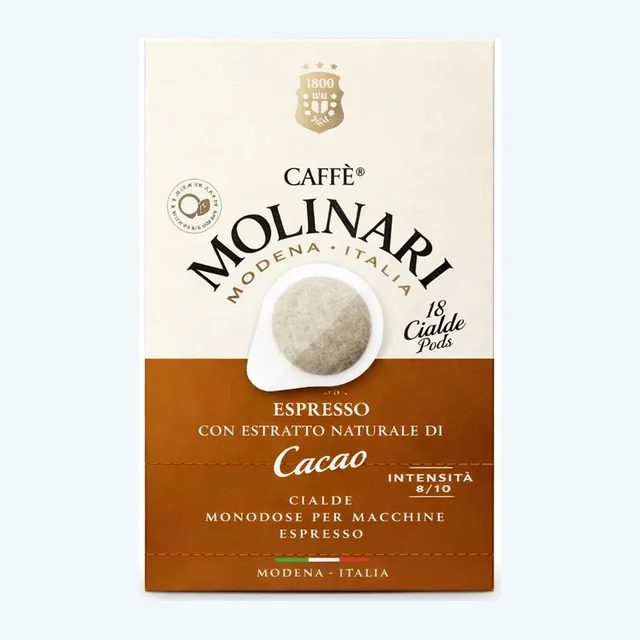 Molinari Cocoa Espresso ESE Paper Pods (1 Pack of 18)