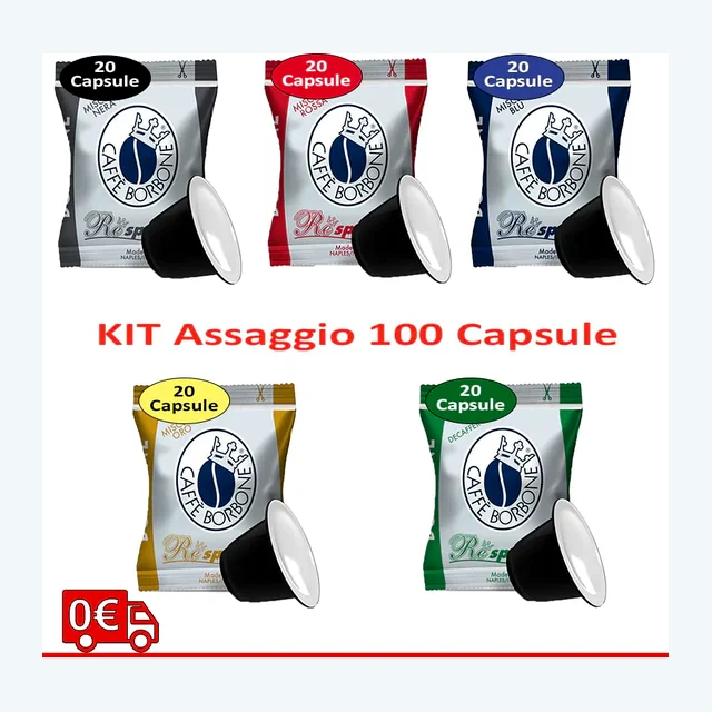 Kit assaggio caffè Borbone - 100 Capsule Nespresso