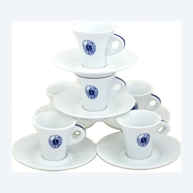 Set 6 Tazzine in ceramica con Piattini Caffè Borbone