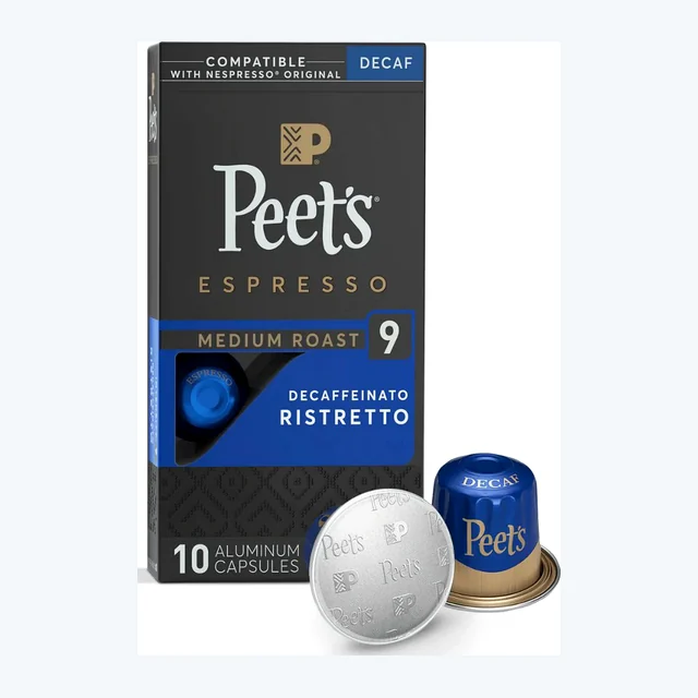 Peet's Coffee Decaf Ristretto, Box of 10 Nespresso Capsules