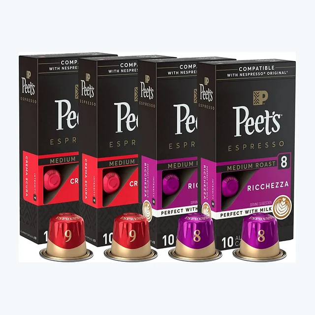 Peet's Coffee Medium Roast Variety Pack, Box of 40 Nespresso Capsules