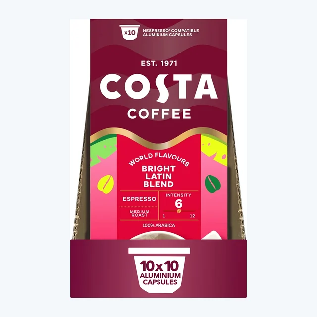 Costa Bright Latin Blend Capsules 10x10 Nespresso Compatible
