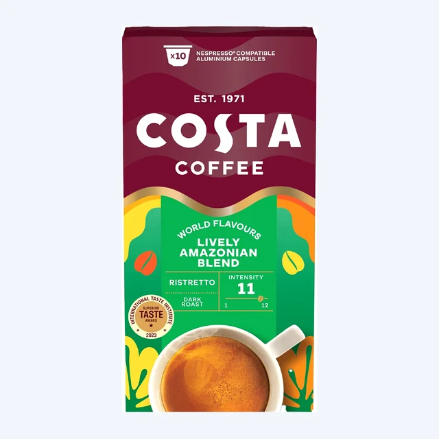 Costa Lively Blend Ristretto Coffee Capsules 1x10 Nespresso Compatible