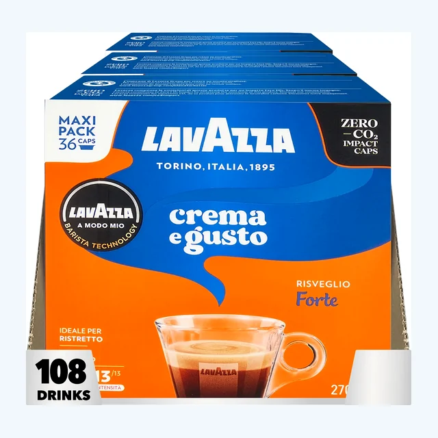 Lavazza A Modo Mio Crema E Gusto Forte Maxi Pack Coffee Pods 3x36