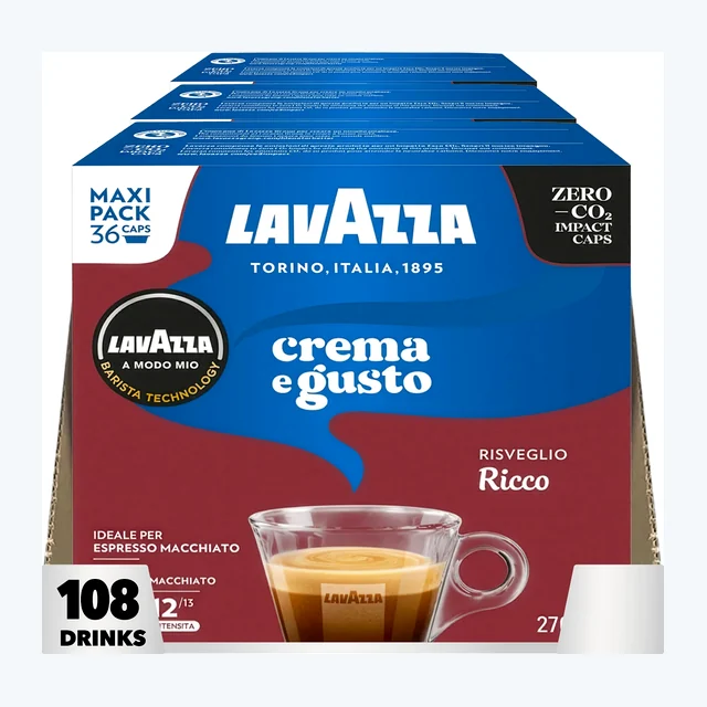 Lavazza A Modo Mio Crema E Gusto Ricco Maxi Pack Coffee Pods 3x36