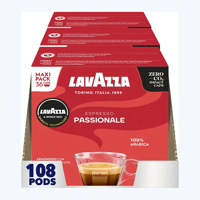 Lavazza A Modo Mio Espresso Passionale Maxi Pack Coffee Pods 3x36