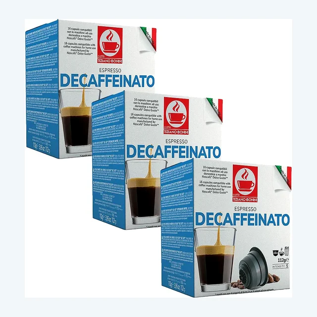 Tiziano Bonini Dolce Gusto Compatible 3x16 Espresso Decaffeinato Coffee Pods