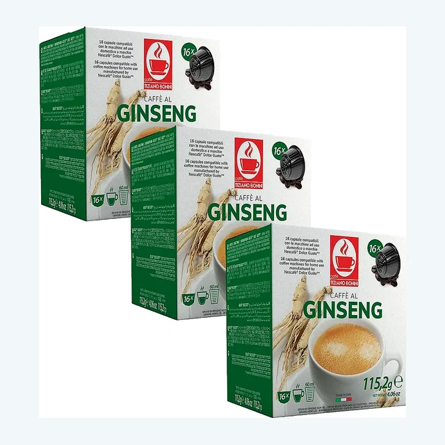 Tiziano Bonini Dolce Gusto Compatible 3x16 Caffe Al Ginseng Coffee Pods