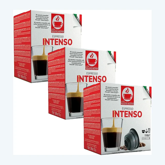 Tiziano Bonini Dolce Gusto Compatible 3x16 Espresso Intenso Coffee Pods