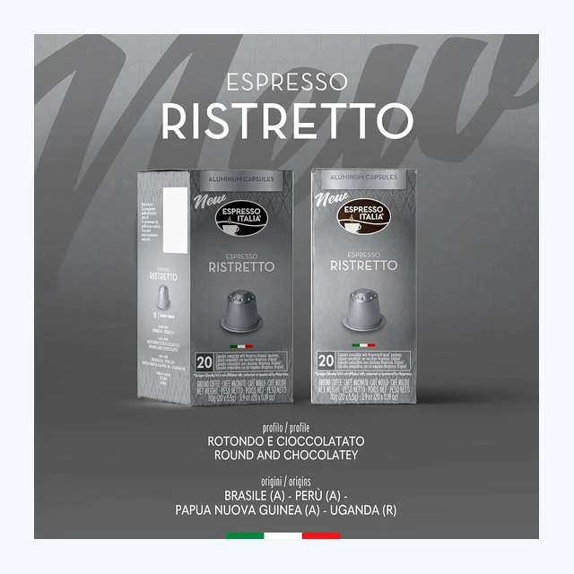 Ristretto Espresso Italia Aluminium Nespresso Compatible Coffee 20 Pods