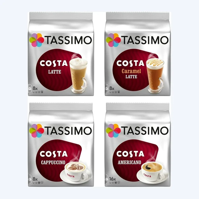 Tassimo 4 Packet Costa Coffee Mix Flavour (Total 64 T-Discs / 40 Servings)