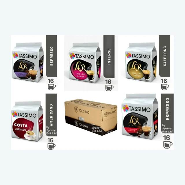 Tassimo Black Coffee Selection Variety Bundle Capsules T-Discs Pods 80 Drinks