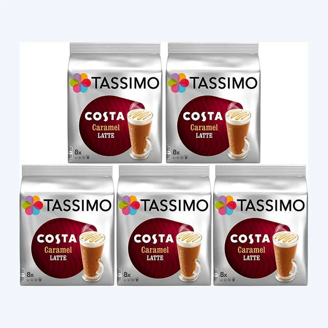 Tassimo T Discs Costa Caramel Latte 5 x 16 Coffee Pods 40 Drinks Servings Cups