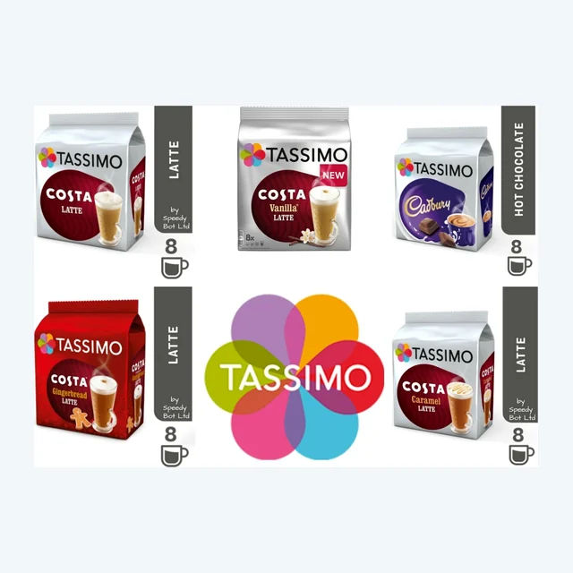 TASSIMO T Discs Pods Costa Latte Caramel Vanilla Gingerbread Variety Box 40 CDB