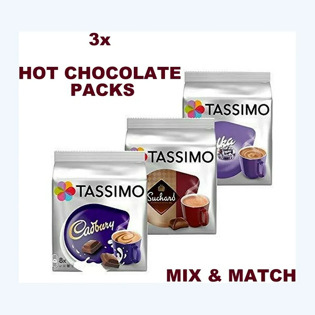 Tassimo T Discs Pods: HOT CHOCOLATE PACK - MILKA, CADBURY, SUCHARD, YOU CHOOSE!
