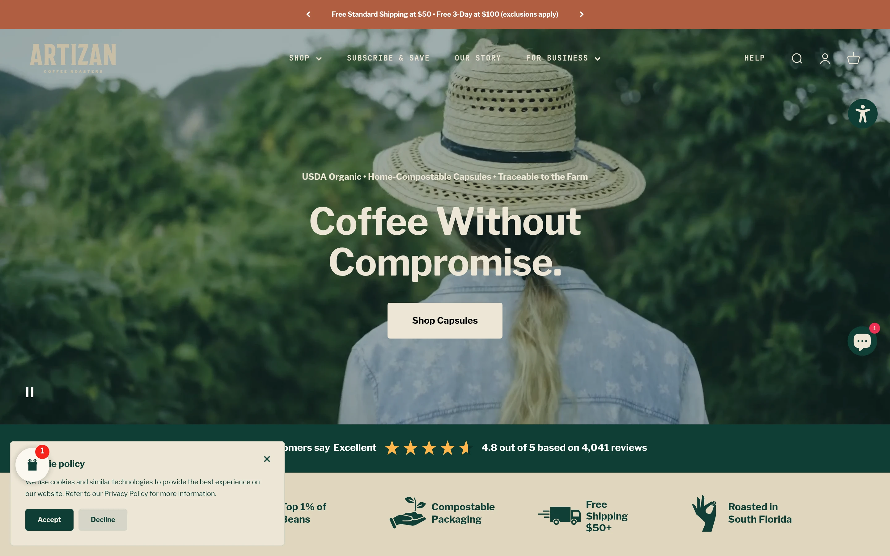 Artizan Coffee Roasters screenshot