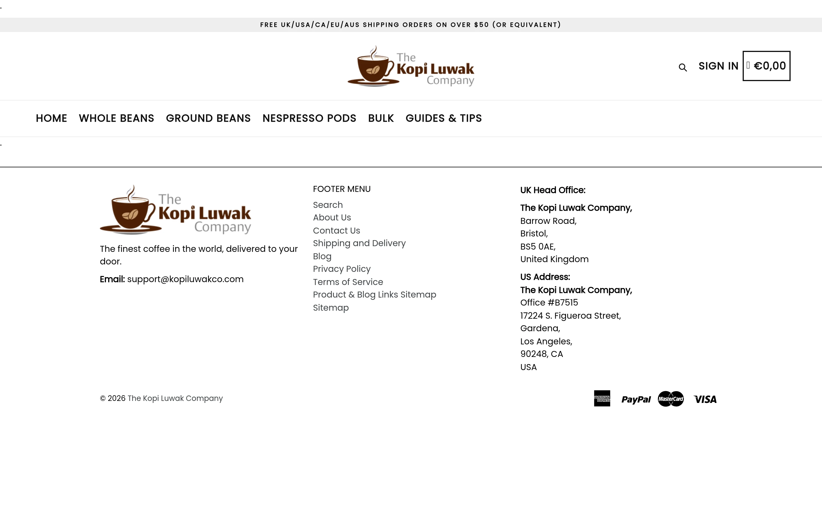 The Kopi Luwak Coffee Company screenshot